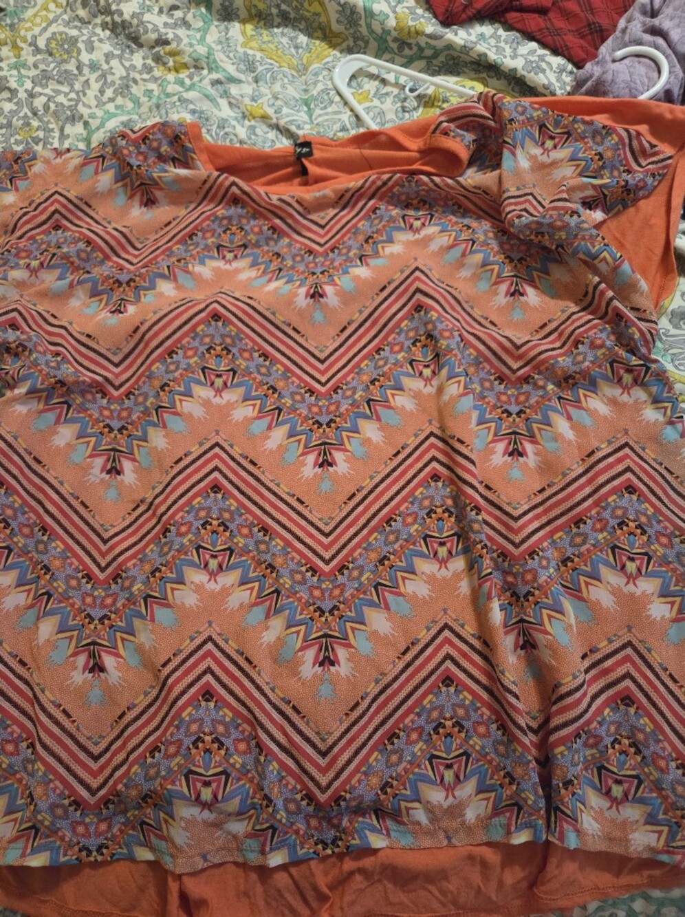 Peach Print Womens Plus Size Shirt